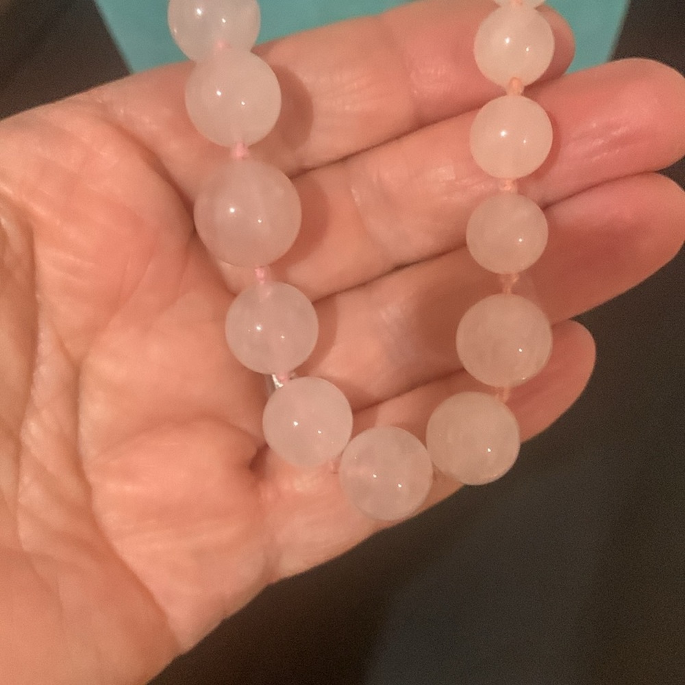 Vintage Rose Quartz Single Strand Hand Knotted Graduated Beads Necklace 34” - Picture 6 of 14